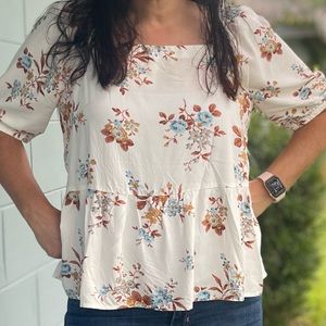 Loft Outlet Floral Raglan Sleeve Top Size Medium